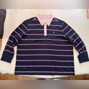 NWOT Brooks Brothers Navy Red and White Striped Rugby LS Polo Sweatshirt 3XL